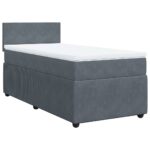 Bed Frame with Mattress Set Spring Box Base Dark Grey King Single Velvet