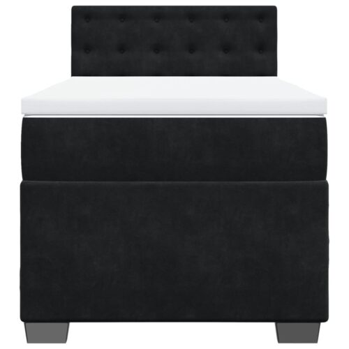 LED Lights Bed Frame with Mattress Set Spring Base Velvet Black King Single - Image 6