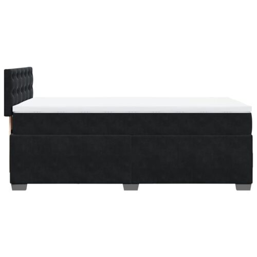 LED Lights Bed Frame with Mattress Set Spring Base Velvet Black King Single - Image 7