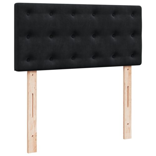 LED Lights Bed Frame with Mattress Set Spring Base Velvet Black King Single - Image 9