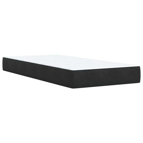 LED Lights Bed Frame with Mattress Set Spring Base Velvet Black King Single - Image 12