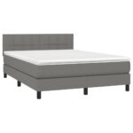 Bed Frame with Mattress Set Spring Base Dark Grey 137x187cm Double Size Fabric