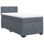Bed Frame with Mattress Set Spring Box Base Dark Grey King Single Fabric