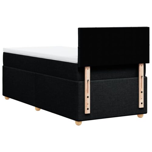 LED Lights Bed Frame with Mattress Set Spring Base Fabric Black King Single - Image 8