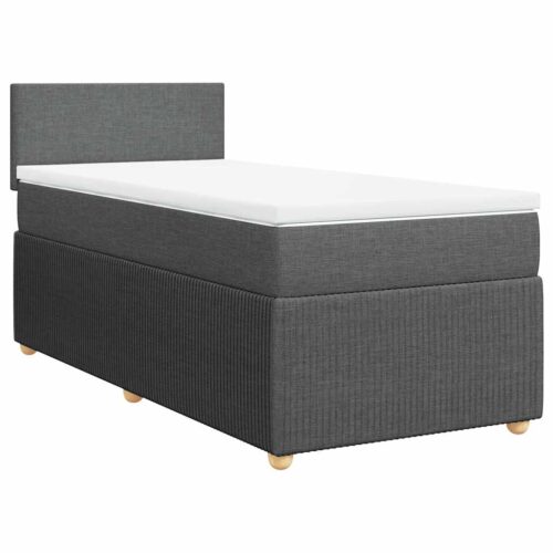 Bed Frame with Mattress Set Spring Box Base Dark Grey King Single Fabric - Image 13
