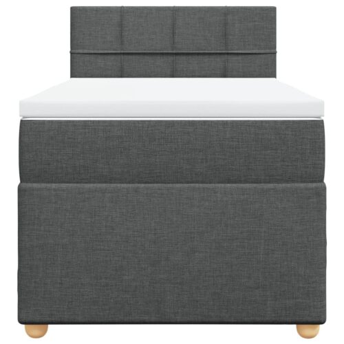 Bed Frame with Mattress Set Spring Box Base Dark Grey King Single Fabric - Image 4
