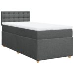 Bed Frame with Mattress Set Spring Box Base Dark Grey King Single Fabric