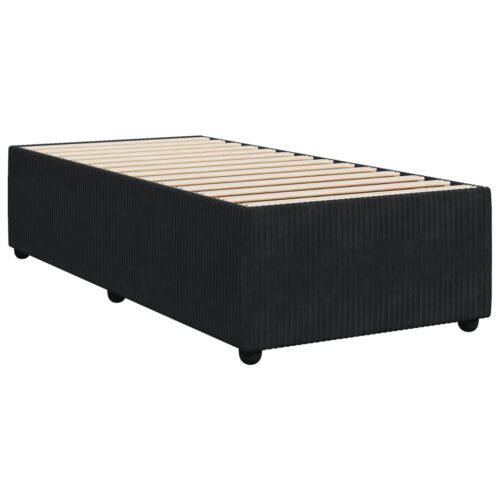 LED Lights Velvet Bed Frame with Mattress Set Spring Base Black King Single - Image 7