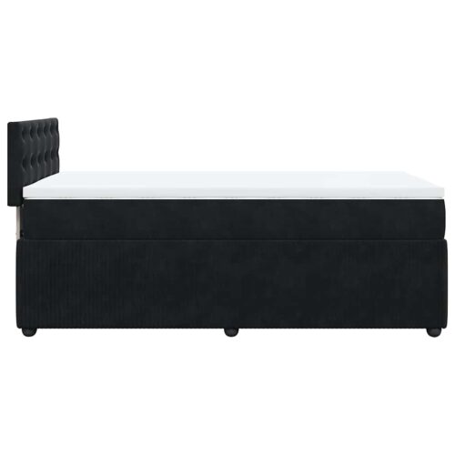 LED Lights Velvet Bed Frame with Mattress Set Spring Base Black King Single - Image 11