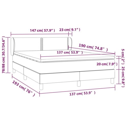 Bed Frame with Mattress Set Spring Base Dark Grey 137x187cm Double Size Fabric - Image 11