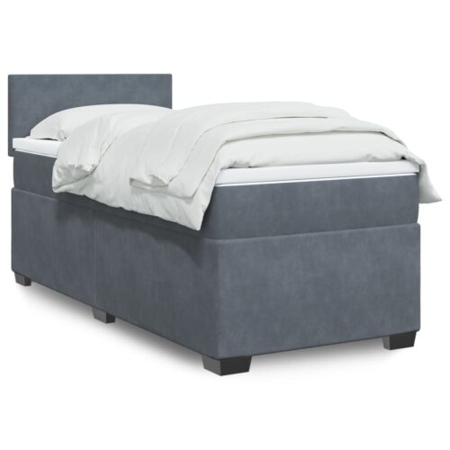 Bed Frame with Mattress Set Spring Box Base Dark Grey King Single Fabric - Image 2