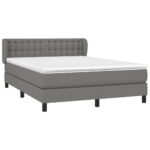 Bed Frame with Mattress Set Spring Base Dark Grey 137x187cm Double Size Fabric