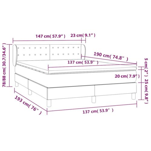 Bed Frame with Mattress Set Spring Base Dark Grey 137x187cm Double Size Fabric - Image 11