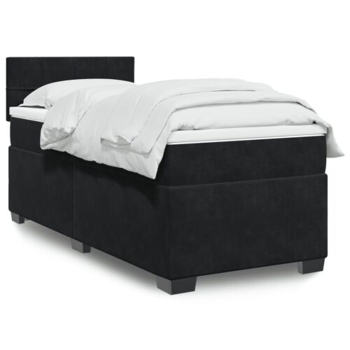 Bed Frame with Mattress Set Spring Box Base Black King Single Fabric - Image 2