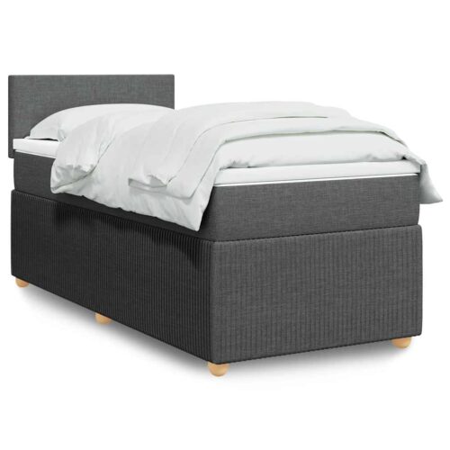 Bed Frame with Mattress Set Spring Box Base Light Grey King Single Fabric - Image 2
