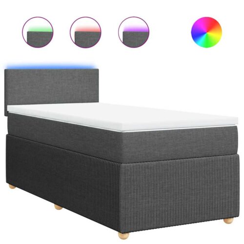 Bed Frame with Mattress Set Spring Box Base Light Grey King Single Fabric - Image 13