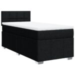 Bed Frame with Mattress Set Spring Box Base Black King Single Fabric