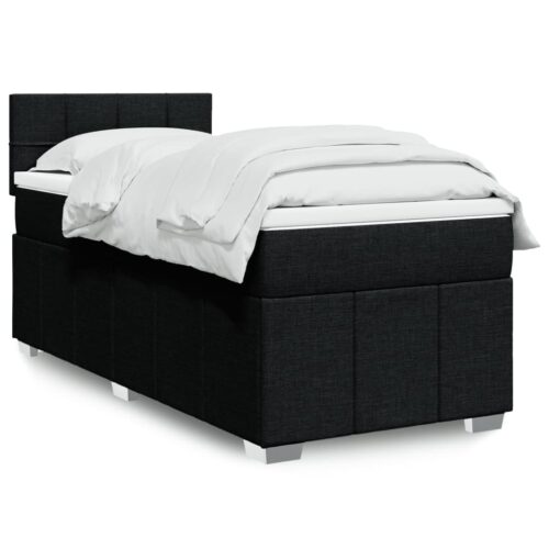 Bed Frame with Mattress Set Spring Box Base Black King Single Fabric - Image 2