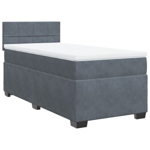 Bed Frame with Mattress Set Spring Box Base Dark Grey King Single Fabric
