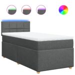 Bed Frame with Mattress Set Spring Box Base Dark Grey King Single Fabric