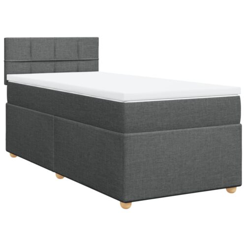 Bed Frame with Mattress Set Spring Box Base Dark Grey King Single Fabric - Image 3