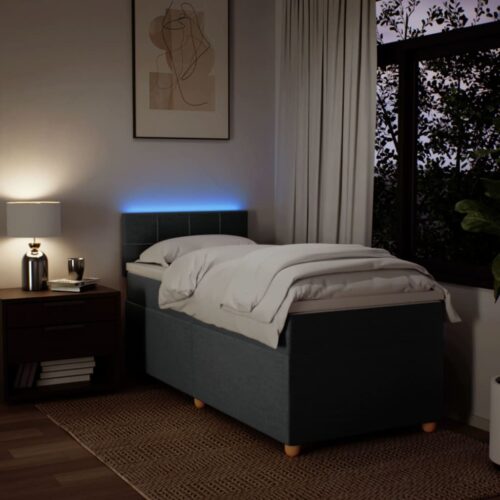Bed Frame with Mattress Set Spring Box Base Dark Grey King Single Fabric - Image 5