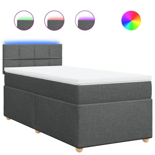 Bed Frame with Mattress Set Spring Box Base Dark Grey King Single Fabric - Image 13