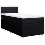 Bed Frame with Mattress Set Spring Box Base Black King Single Fabric