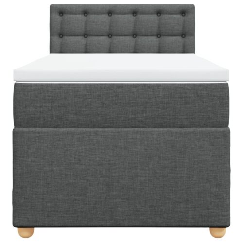 Bed Frame with Mattress Set Spring Box Base Dark Grey King Single Fabric - Image 6