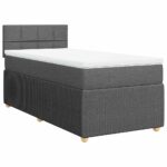 Bed Frame with Mattress Set Spring Box Base Dark Grey King Single Fabric