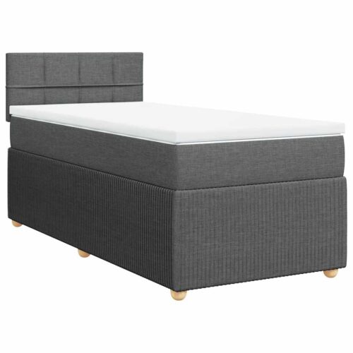 Bed Frame with Mattress Set Spring Box Base Dark Grey King Single Fabric - Image 13