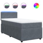 Bed Frame with Mattress Set Spring Box Base Dark Grey King Single Velvet