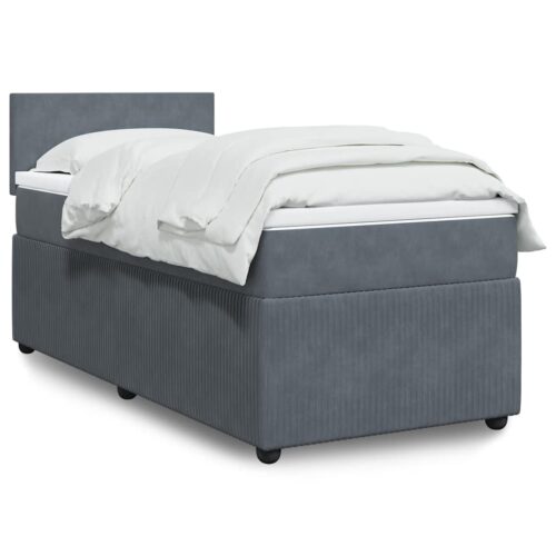 Bed Frame with Mattress Set Spring Box Base Dark Grey King Single Velvet - Image 2