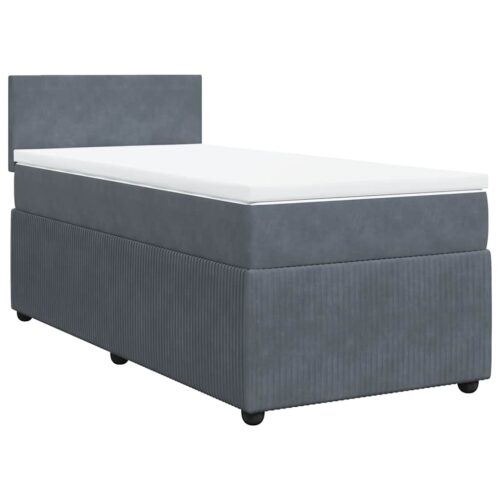 Bed Frame with Mattress Set Spring Box Base Dark Grey King Single Velvet - Image 3