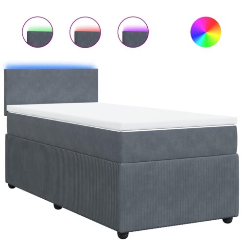 Bed Frame with Mattress Set Spring Box Base Dark Grey King Single Velvet - Image 13
