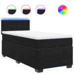 Bed Frame with Mattress Set Spring Box Base Black King Single Fabric