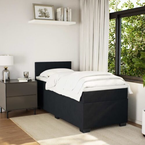Bed Frame with Mattress Set Spring Box Base Black King Single Fabric - Image 4