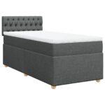 Bed Frame with Mattress Set Spring Box Base Dark Grey King Single Fabric