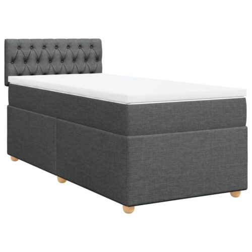 Bed Frame with Mattress Set Spring Box Base Dark Grey King Single Fabric