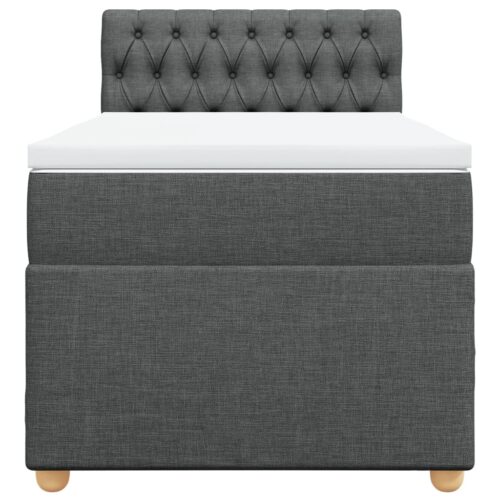 Bed Frame with Mattress Set Spring Box Base Dark Grey King Single Fabric - Image 4