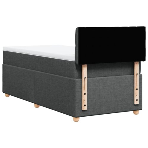 Bed Frame with Mattress Set Spring Box Base Dark Grey King Single Fabric - Image 6
