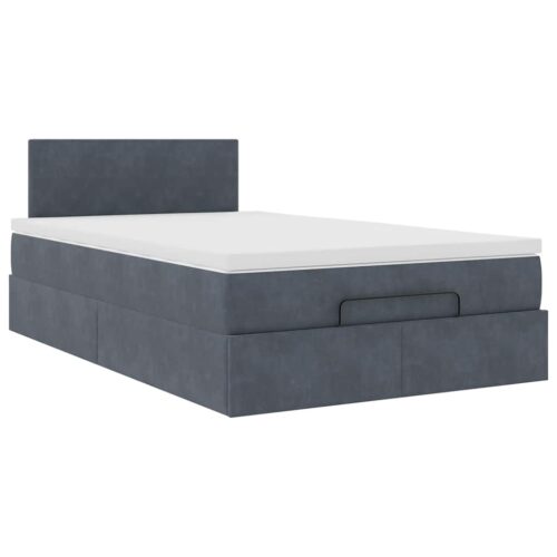 Storage Bed Frame with Mattress Set Lift Platform Dark Grey King Single Velvet - Image 6