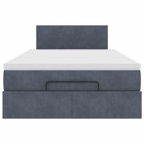 Storage Bed Frame with Mattress Set Lift Platform Dark Grey King Single Velvet - Image 7