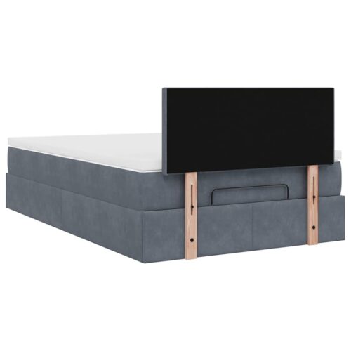 Storage Bed Frame with Mattress Set Lift Platform Dark Grey King Single Velvet - Image 11