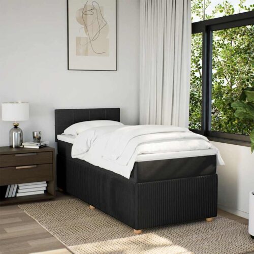 Bed Frame with Mattress Set Spring Box Base Dark Grey King Single Fabric - Image 4