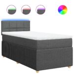 Bed Frame with Mattress Set Spring Box Base Light Grey King Single Fabric