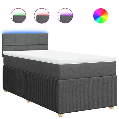 Bed Frame with Mattress Set Spring Box Base Light Grey King Single Fabric