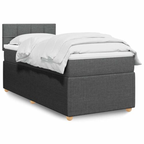 Bed Frame with Mattress Set Spring Box Base Light Grey King Single Fabric - Image 2