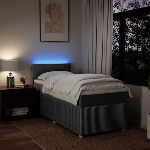 Bed Frame with Mattress Set Spring Box Base Light Grey King Single Fabric - Image 5