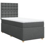 Bed Frame with Mattress Set Spring Box Base Dark Grey King Single Fabric